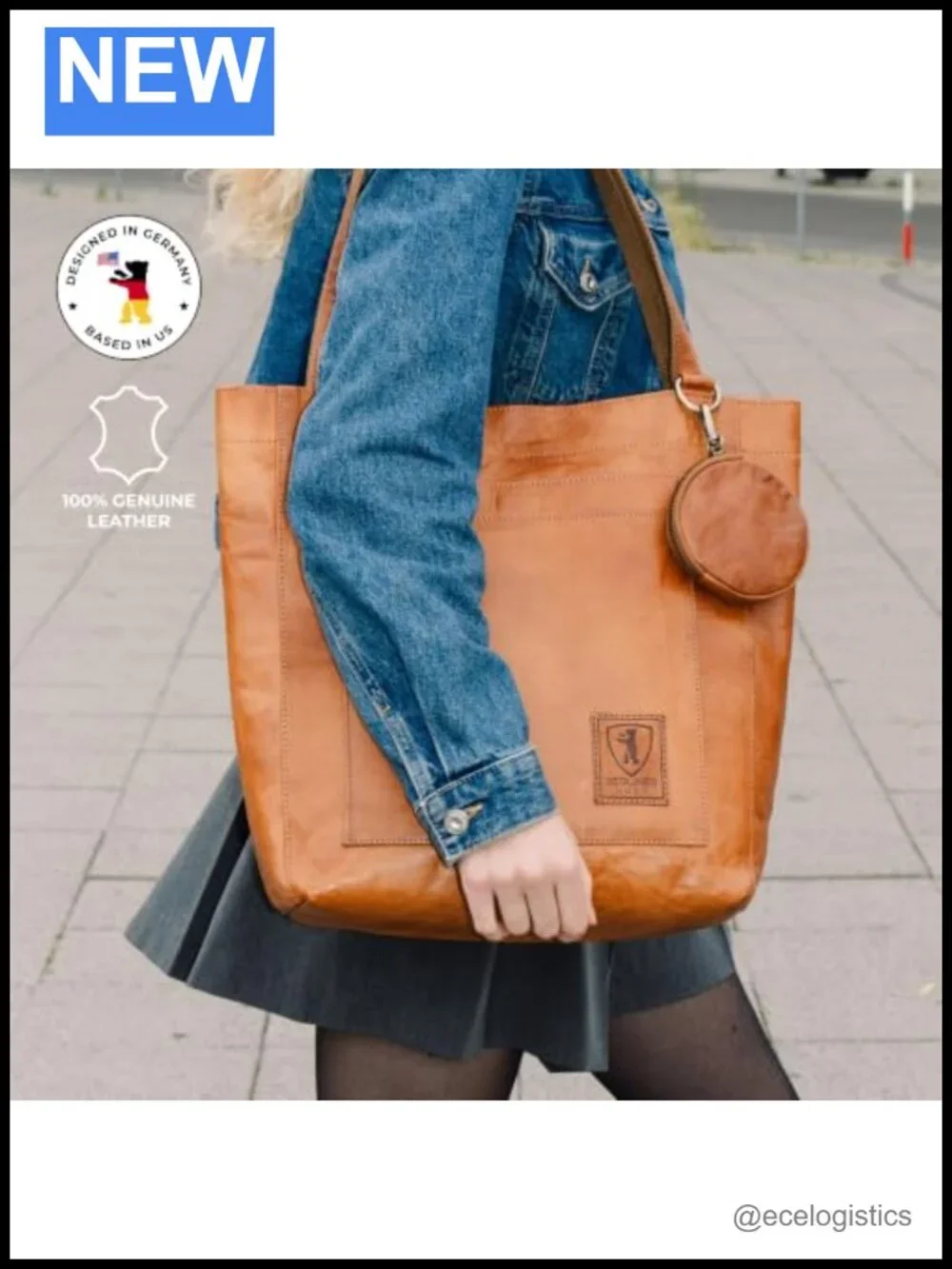 Vintage Genuine Leather Tote Handbag Women's Shoulder Bag Roomy Travel Purse